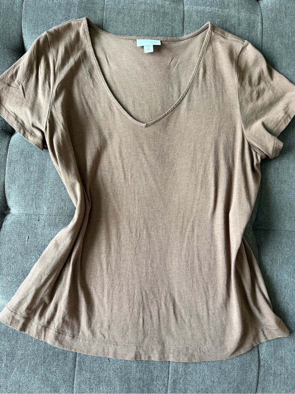 J. Jill Women's V-Neck Tee - Taupe Brown